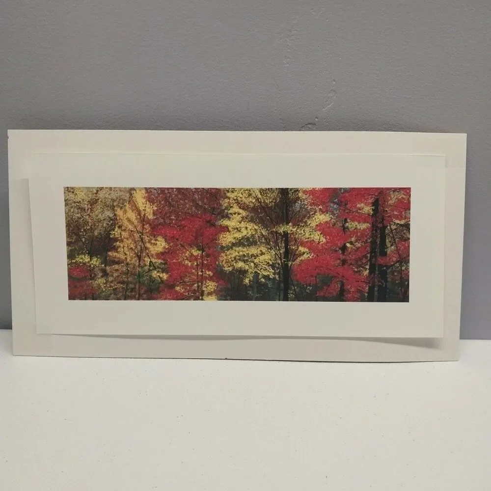 George Burr Autumn Trees Print 12x6 Panoramic Fall Landscape Matted